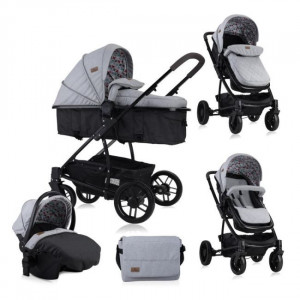 Set Carucior 3 in 1, S 500, cos auto inclus, Lorelli, Grey & Black Cross