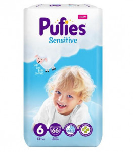 Scutece Pufies Sensitive Nr.6, 13+kg, 66 buc