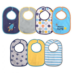 Set 7 bavete, bumbac si peva, 30x19 cm, baietei
