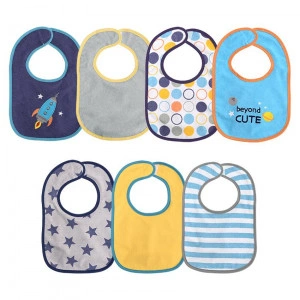 Set 7 bavete, bumbac si peva, 30x19 cm, baietei