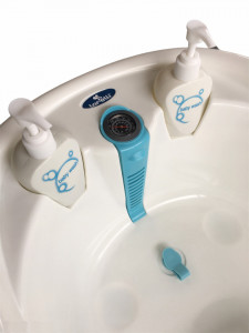 Set cadita 88 cm cu termometru, reductor si accesorii, White Blue - Img 4