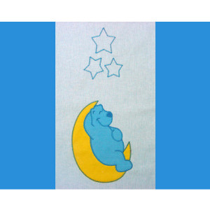Lenjerie patut cu broderie Hubners Teddy Noapte Buna, 4 piese, albastru - Img 2