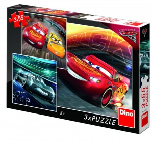 Puzzle 3 in 1 - Cars 3: Cursa cea mare - 55 piese