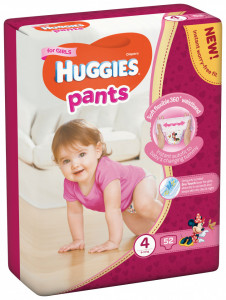 Scutece-chilotel Huggies Mega Pack, Nr.4, Fete, 9-14 kg, 52 buc