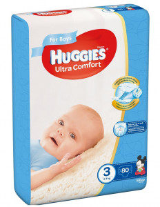 Scutece Huggies Ultra Confort Mega Pack 3, Baieti, 5–9 kg, 80 buc
