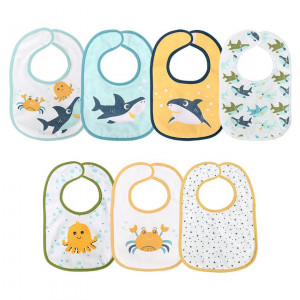 Set 7 bavete, bumbac si peva, 30x19 cm, unisex