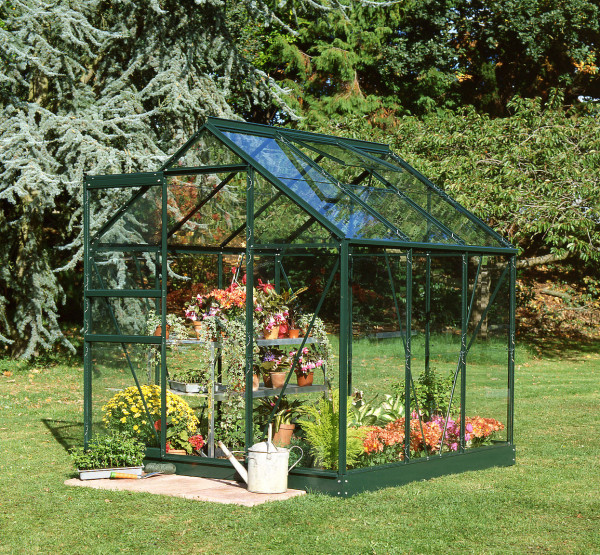 HALLS POPULAR Оранжерия с площ 3,8 m² и 3 мм градинско стъкло, цвят: зелен
