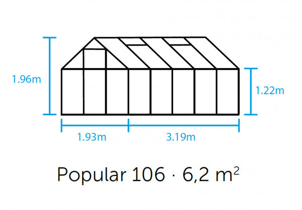 Sera HALLS POPULAR 6,2 mp, cu sticlă securizată 3 mm, culoare: neagră