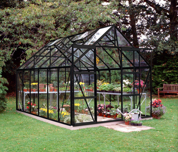 Оранжерийни халета MAGNUM 9,9 m², с 3 mm градинско стъкло, цвят: черен