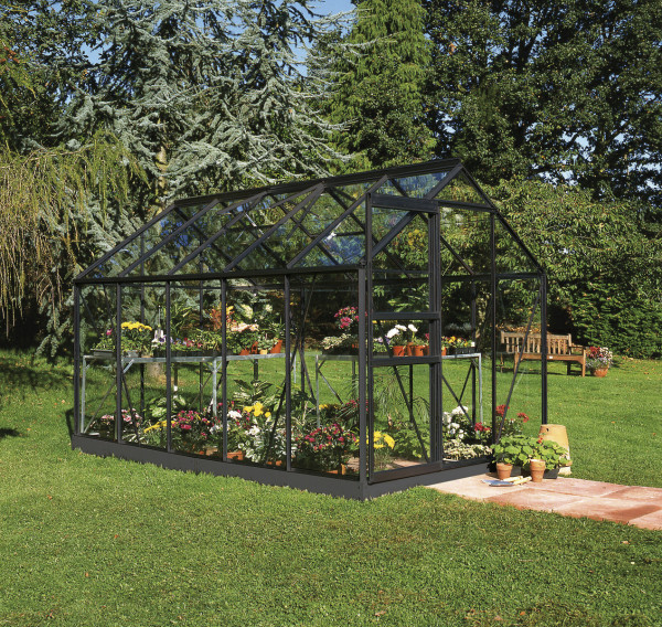 Sera HALLS POPULAR 6,2 mp, cu sticlă horticolă 3 mm, culoare: neagră