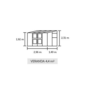 Sera JULIANA VERANDA 4,4 m2, fali modell, 3 mm-es edzett üveggel, antracit színben - Img 7