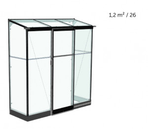 Sera HALLS QUBE 2 model de perete 1,2 mp, cu sticlă securizată 3 mm, culoare: neagră - Img 3
