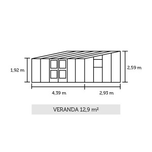 Sera JULIANA VERANDA 12,9 кв.м, модел за стена, с 3 мм закалено стъкло, цвят антрацит - Img 2