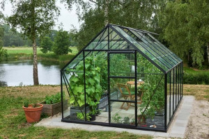 Оранжерийни халета UNIVERSAL 9,9 m², с 3 mm градинско стъкло, цвят: черен - Img 3