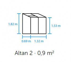 ALTAN 0,9 m²-es üvegházi csarnok, 3 mm-es kertészeti üveggel, szín: fekete - Img 2