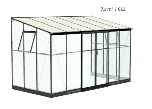 Sera HALLS QUBE 6 model de perete 7,1 mp, cu sticlă securizată 3 mm și policarbonat 6 mm la acoperiș, culoare: neagră - Img 3
