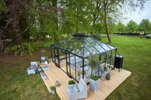 Зимна градина JULIANA GRAND OASE 18,8 m², с 3 mm закалено стъкло, цвят антрацит с черно - Img 1