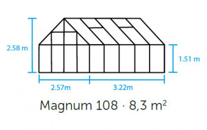 Sera HALLS MAGNUM MAGNUM 8,3 m2, 6 mm-es polikarbonát, szín: alumínium - Img 2