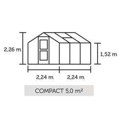 Оранжерия JULIANA COMPACT 5 кв.м, с 3 мм закалено стъкло, антрацит с черен цвят - Img 2