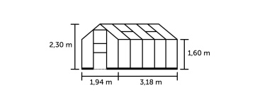 Халета COTSWOLD Burford 610 - 6,16 кв.м - 6,16 кв.м, с 3 мм закалено стъкло, цвят: Черно - Img 2