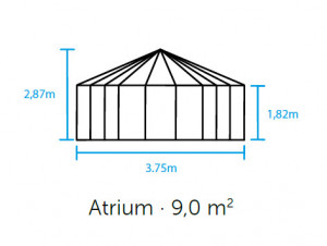 Sera HALLS ATRIUM 9 m2, 3 mm-es edzett üveggel és 6 mm-es polikarbonát tetővel, színe: zöld - Img 2