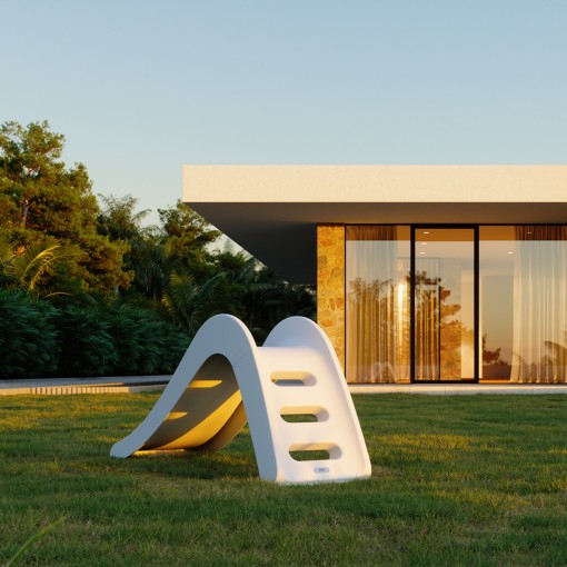 Tobogan alb minimalist de exterior pentru copii - Jupiduu