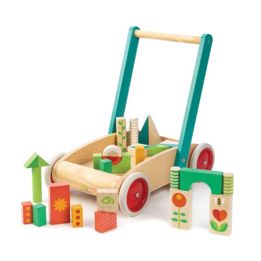 Antemergator cu cuburi- Baby Block Walker - Tender Leaf