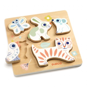 Puzzle din lemn BabyAnimali | Djeco - Img 1