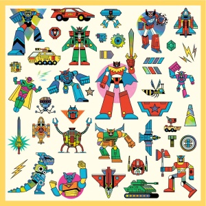 Abtibilduri metalice - Roboti | Djeco - Img 3