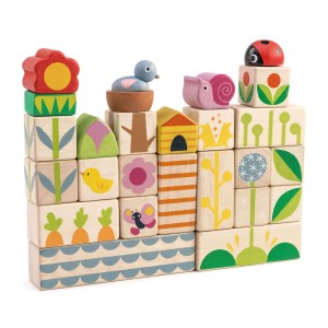 Blocuri stivuibile cu ilustratii din gradina- Garden Blocks - Tende leaf - Img 3
