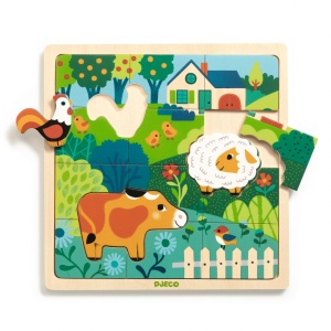 Puzzle din lemn Animale de la ferma | Djeco - Img 1