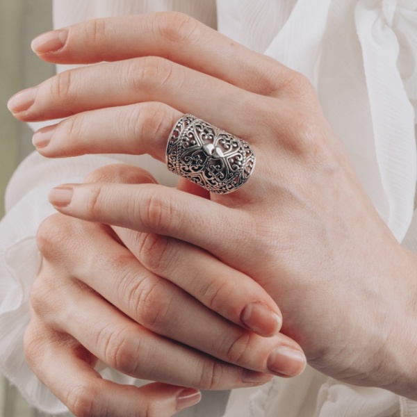 925 oxidierter Silberring mit verziertem Herz - Symbol der ewigen Liebe ❤️✨