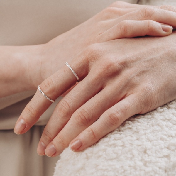 Set 2 inele din argint Stacking Ring impletit