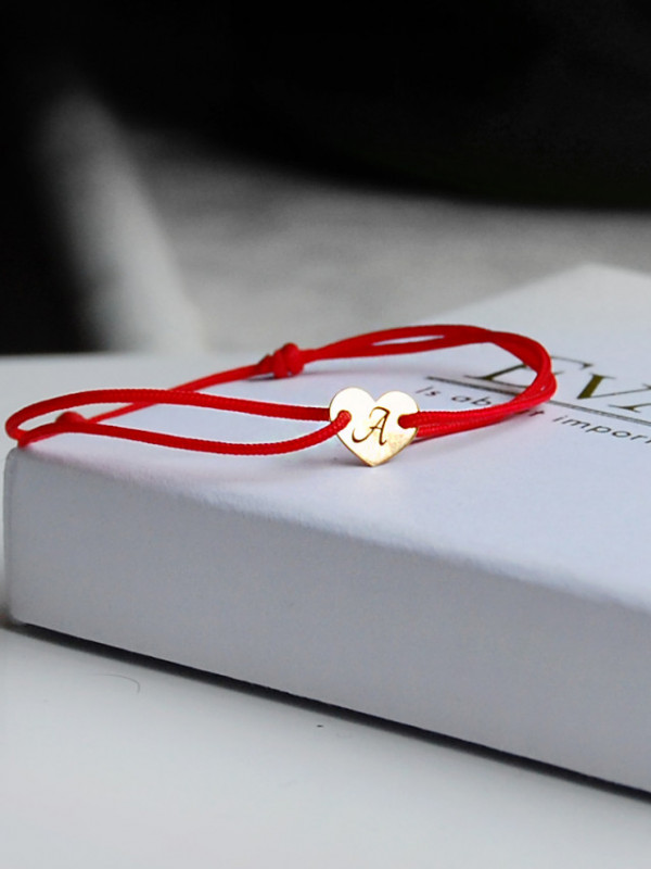 Herz 6x 7,5 mm personalisierte Initialengravur/Symbol 14K Goldarmband