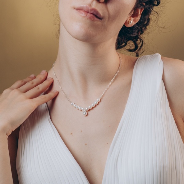 Colier Elegant cu Perle, Argint și Perlă Picatură – Lungime Personalizabilă