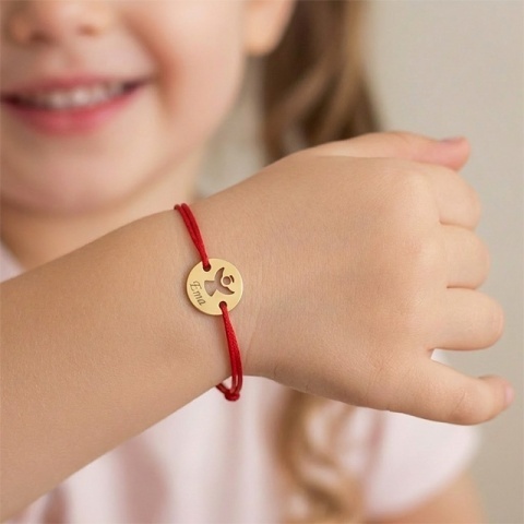 Brățară Aur 14K cu Îngeraș Decupat și Nume Gravat - Talisman Personalizat