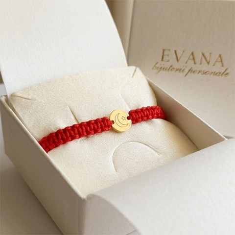 Brățară personalizată aur bebeluș cu bănuț gravat lună stea