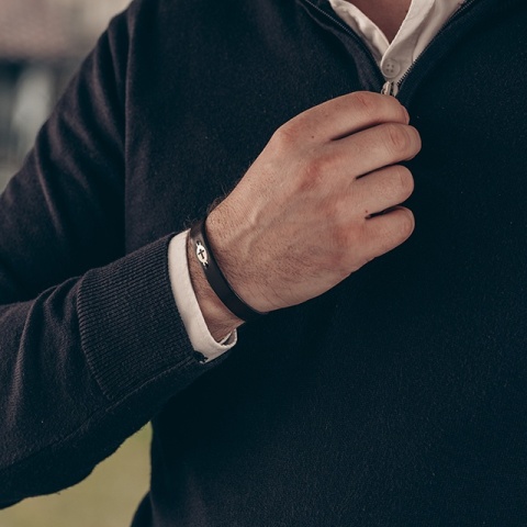 Brățară Bărbați Piele cu Cruce Aur 14K Personalizată – Model Spiritualitate - Img 7