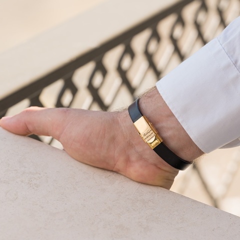 Brățară Bărbați Piele cu Infinit din Aur 14K Personalizată – Model Infinit S - Img 8