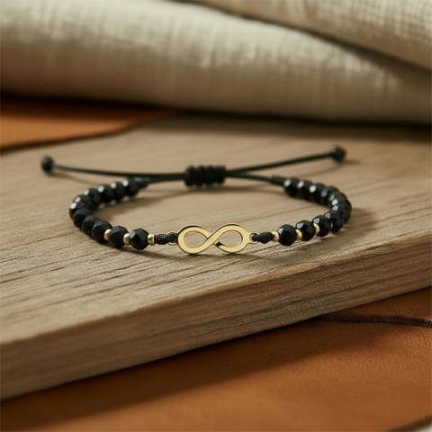 Brățară cu șnur și element infinit din aur 14K – Simbol al iubirii și conexiunii eterne | Evana - Img 5