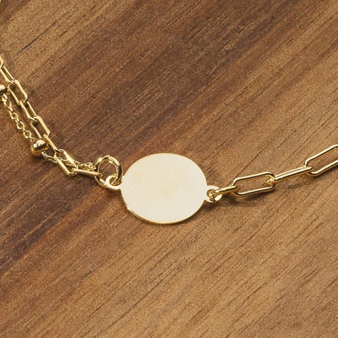 Brățară din Argint 925 cu Banut Rotund de 9 mm – Placată cu Aur, Personalizabilă față-verso - Img 4
