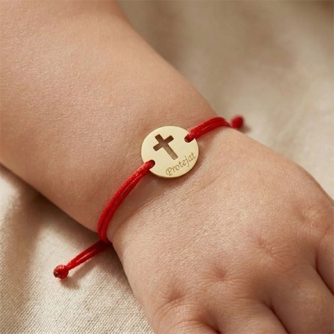 Brățară din Aur 14K cu Cruce – „Protejat” | Personalizabilă