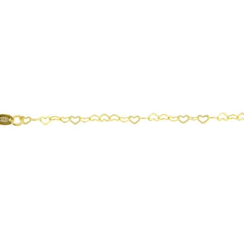 Brățară glezna argint 925 cu inimioare, placaj aur/argint, 26 cm - Img 3