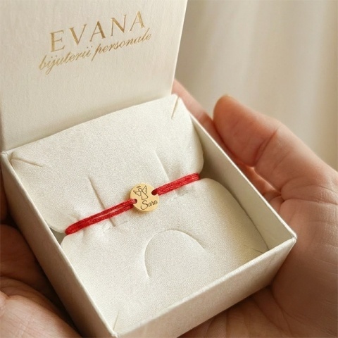 Brățară Șnur cu Bănuț din Aur 14K și Nume Gravat – Brățară Personalizată Copii - Img 6
