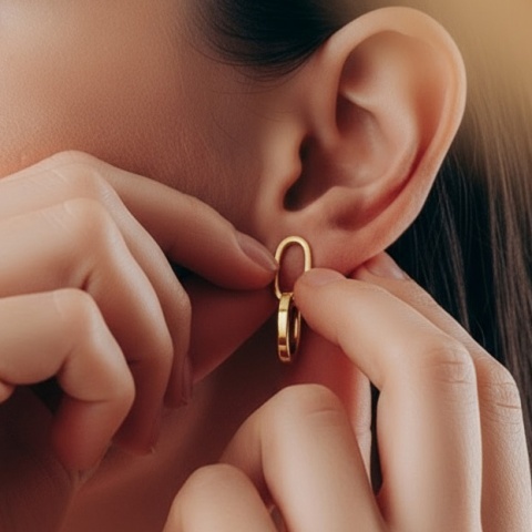 Cercei cu Două Verigi din Argint 925 – 21×6 mm - Img 2
