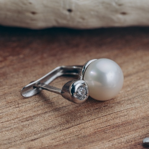 Cercei din Argint cu Perlă și Zirconiu – Design Elegant, Dimensiuni Discrete (11.5x7 mm) - Img 3