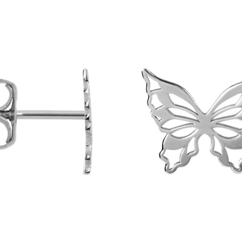 Cercei mici din argint 8 mm cu fluture dantelat – Eleganță subtilă - Img 2