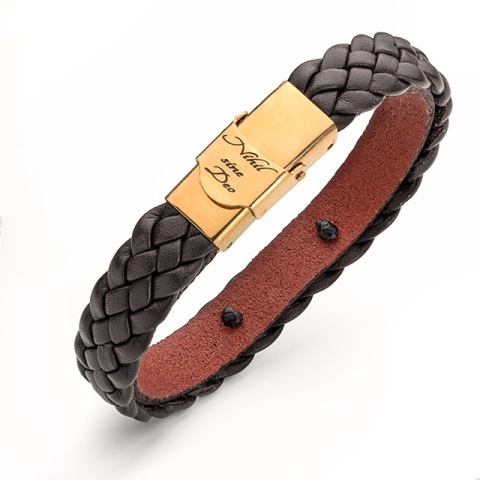 Gentleman - Lederarmband mit 14-karätigem Goldelement - elegantes Design für Herren (Edelstahlschließe) - Img 9