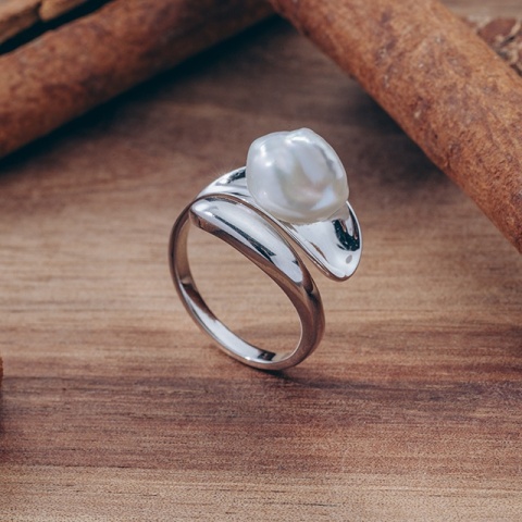 Ring aus rhodiniertem Sterlingsilber mit Barock-Zuchtperle - Img 3