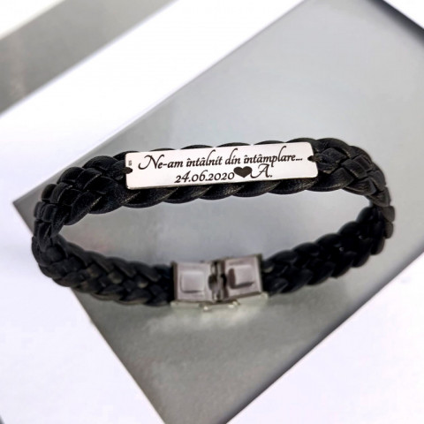 Set Brățări Cuplu Personalizat – Argint 925 și Piele - Img 2